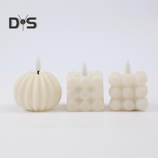 Magic Bubble Candle Light Battery Operated Flickering Flameless LED Square Pumpkin Fake Candle for Festival Party Atmosphere