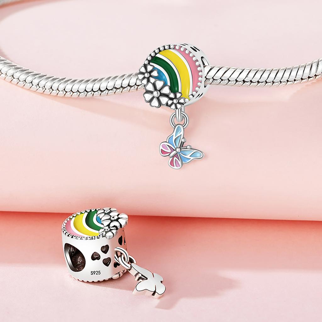 Bead Charms copper Charm Bead Charms Authentic Colored Butterfly Insect Pendant Bead Charms Compatible With Bracelets Jewellery Diy Women Gift Accesso