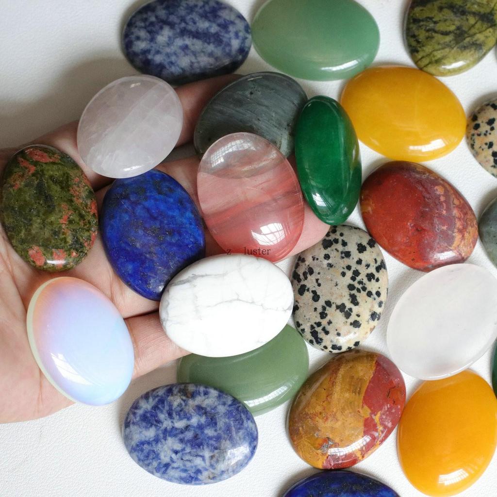 30x40mm Egg Shape Pendant: Natural Rose Quartz, Green Aventurine, Lapis Lazuli, Agate Jewelry DIY