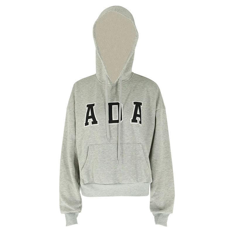 Europa e Stati Uniti commercio estero transfrontaliero caldo casual versatile stampa lettera ADA felpa con cappuccio larga personalizzata strada donna