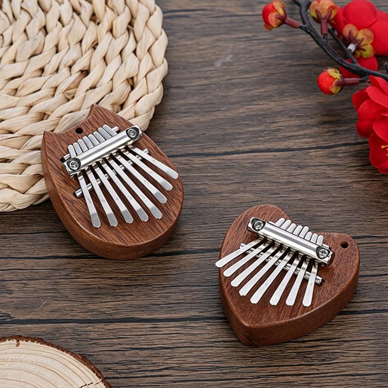 Mini 8 Key Solid Wood Kalimba With Portable Lanyard And Crisp Sound Perfect For Music Beginners Kids Casual Play Travel Gift