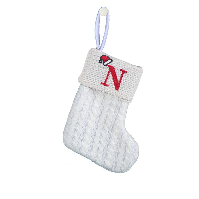 Kids' Embroidered White Knit Christmas Stocking - Holiday Decor