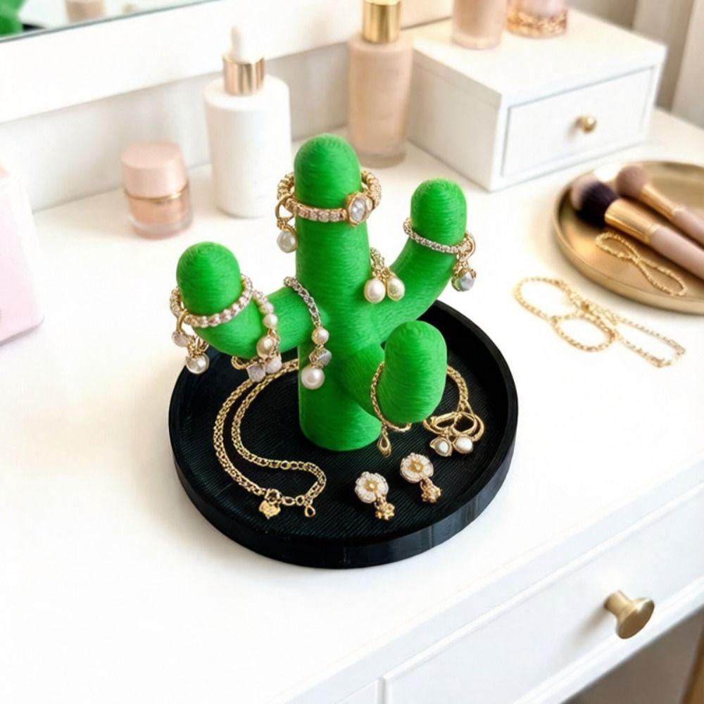 Creative Cactus Ring Holder Funny Cactus Trinkets Plate Jewelry Storage Tray Home Ornaments