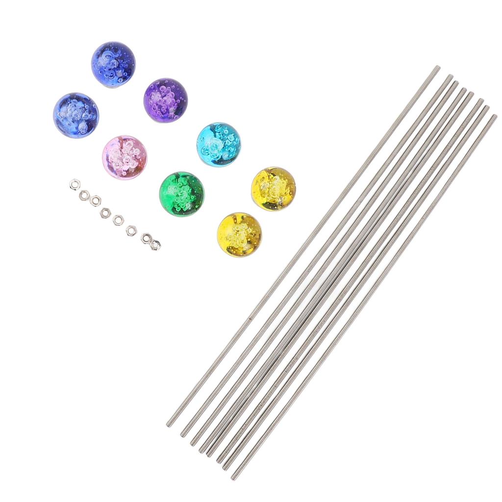 8PCS DIY Garden Beaded Stakes Stainless Steel Fairy Garden Stakes Wands with Crystal Stopper Top