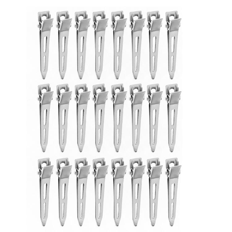 24Pcs Single Prong Curl Duckbill Hair Clips Silver Sectioning Alligator Hairpins