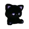 Cute Sleepy Emo Black Cat 16cm Plush Toy Soft Fluffy Cartoon Sitting Stuffed Animal High Appearance Kitten Doll Gift For Kids
