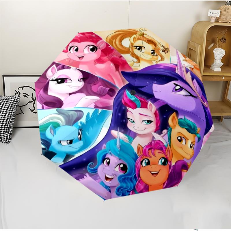 Little Pony Fashionable Automatic Opening/Closing Folding Umbrella. Portable and Foldable, Ideal for Gift, Travel, and Daily Use.