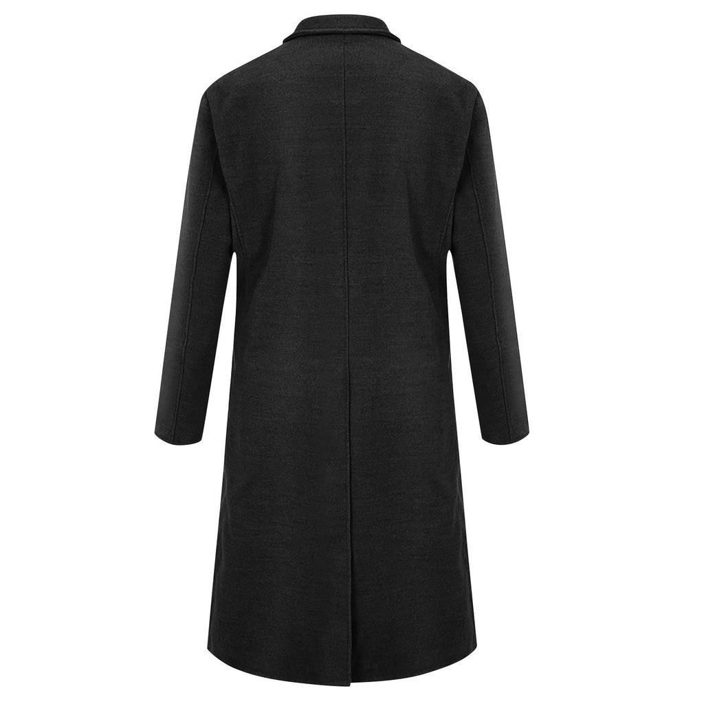 Wintermode Herren Slim Fit Langer einreihiger Thermo-Woll-Trenchcoat