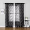 Transparent Door Curtain Wavy Edge Sheer Curtain Home Decoration Floral Lace Curtain  Bedroom