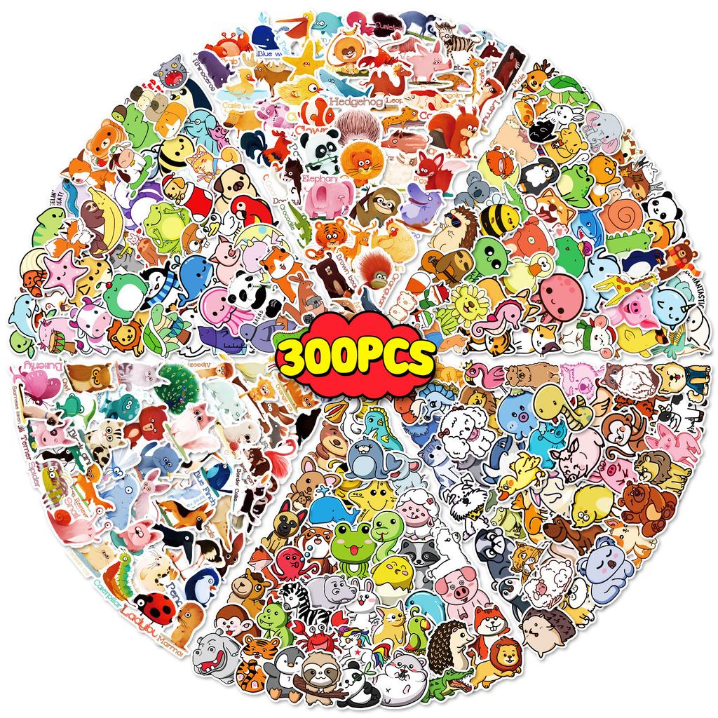 300 Small Animal Stickers Children Cute Student Stationery Suitcase Stickers