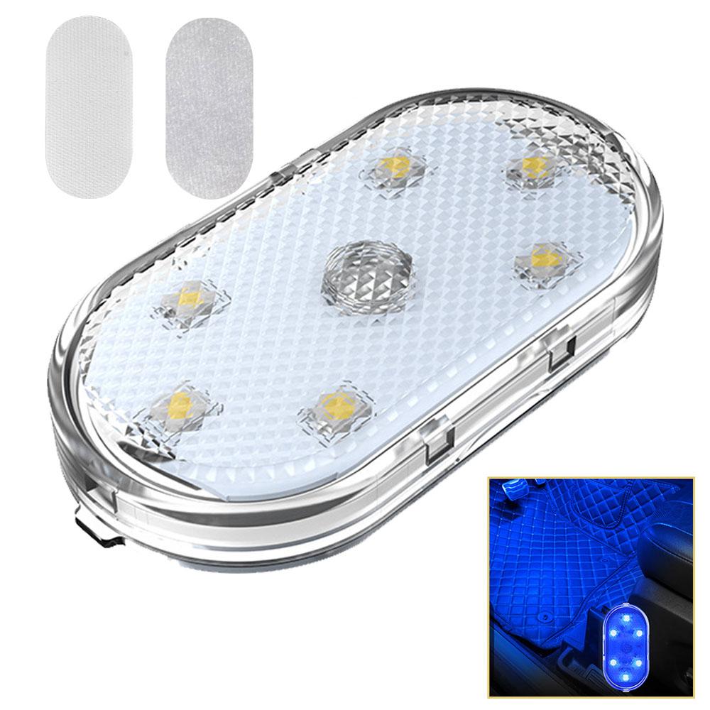 Wireless Magnetic 6 LED Car Roof Light - USB Rechargeable - White/Blue/RGB Interior Ambient Lighting