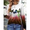 Modischer Damenpullover mit Blumen-/Schmetterlingsgrafik, lässige Streetwear, O-Ausschnitt, Basic, langärmeliges T-Shirt, mikroelastisches Sweatshirt