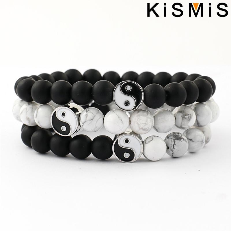 Neues Naturstein Yin Yang Perlenarmband Klassisches verstellbares Armband für Männer Frauen Best Friend Geschenk