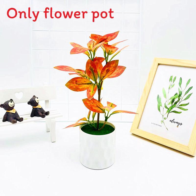 Simulated Multi Color Leaves Potted Artificial Plant Decoration Ornament