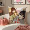 Sweet Romantic Japanese Anime HHorimiya Cushion Cover Pillowcase Short Plush Invisible Zipper Room Sofa Cushion Cover