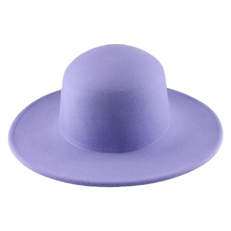 Autumn And Winter Wool New Big Brim Thickened Top Hat Felt British Retro Solid Color Light Board Flat Top Hat For Men And Women