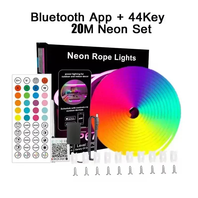 Rgb Neon Led Light Strip Dc24V Outdoor Waterproof 5M 30M 10/15/20 Meters Neon Led Tape Bluetooth App Smart Neon Led Bar Ribbon