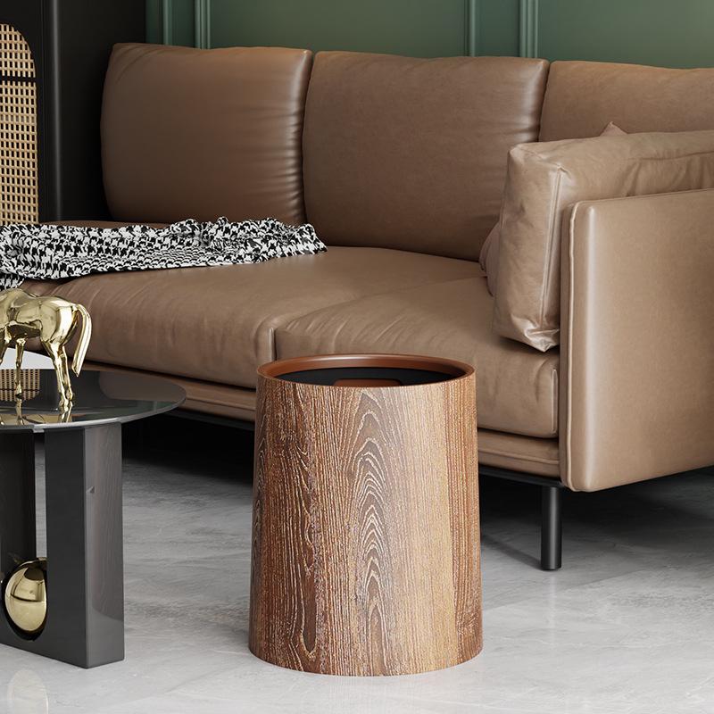 Wood Grain Trash Can for Kitchen, Bedroom, Living Room, and Bathroom - Stylish and Spacious Waste Basket for Home or Hotel.