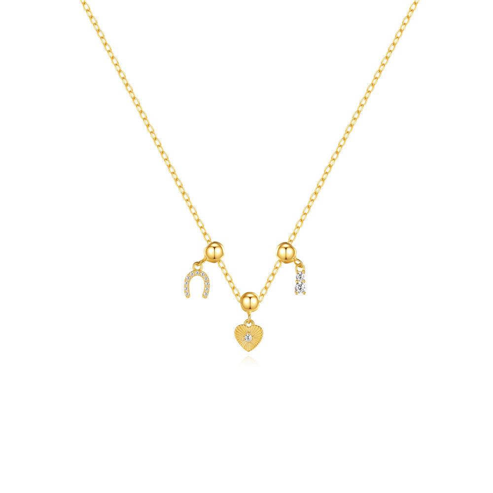 Removable Adjustable Diy Accessories Horseshoe Love Zircon Necklace Female Geometric Zircon Simple Clavicle Chain