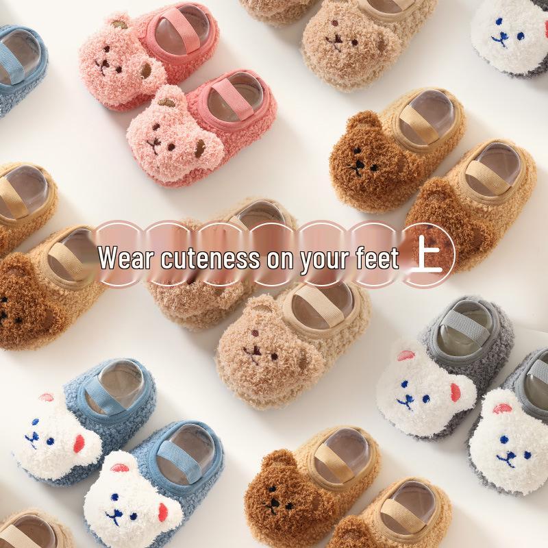 Baby Fleece Lined Non-Slip Floor Socks - Soft Sole First Walker Shoes for Infants