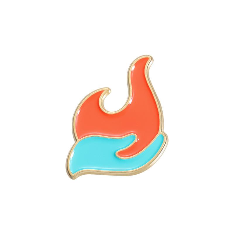 

Flame Trendy Pattern Metal Brooch Charming Cartoon Character Design Perfect For Clothing And Backpack Accessories