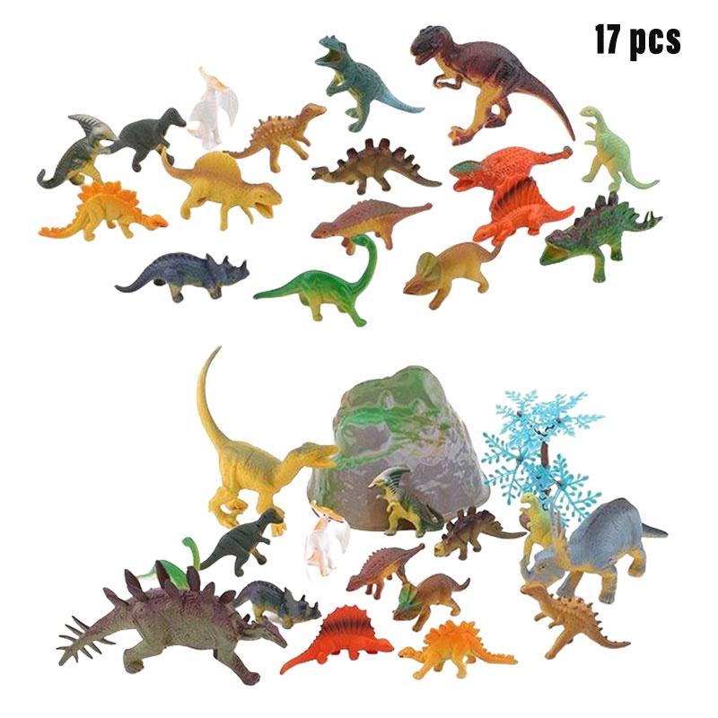 Jurassic Dinosaur Figures Realistic Plastic Model Toys Set Of 17 Pieces