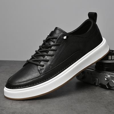 Men Leather Casual Shoes Sewing Lace Up Fashion Sneakers Outdoor Flats Spring Autumn New Men's Footwear