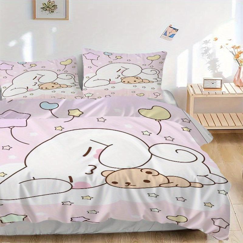 

3pcs Sanrio Resting Cinnamoroll Pattern Bedding Set - Includes 1 Quilt Cover and 2 Pillowcases, Comfortable Bedding with Stylish Design for Bedroom 135x200cm