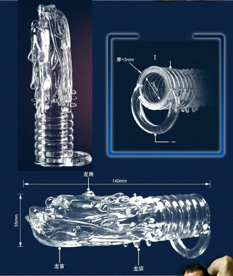 Dragon  Extender Clear Condom  Sleeve Transparent Ring  Extenders & Enlargers