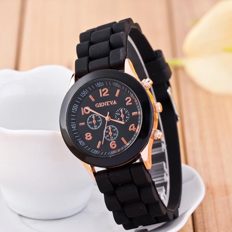 Geneva Three-Eye Silicone Watch: Fashionable Style for Ladies