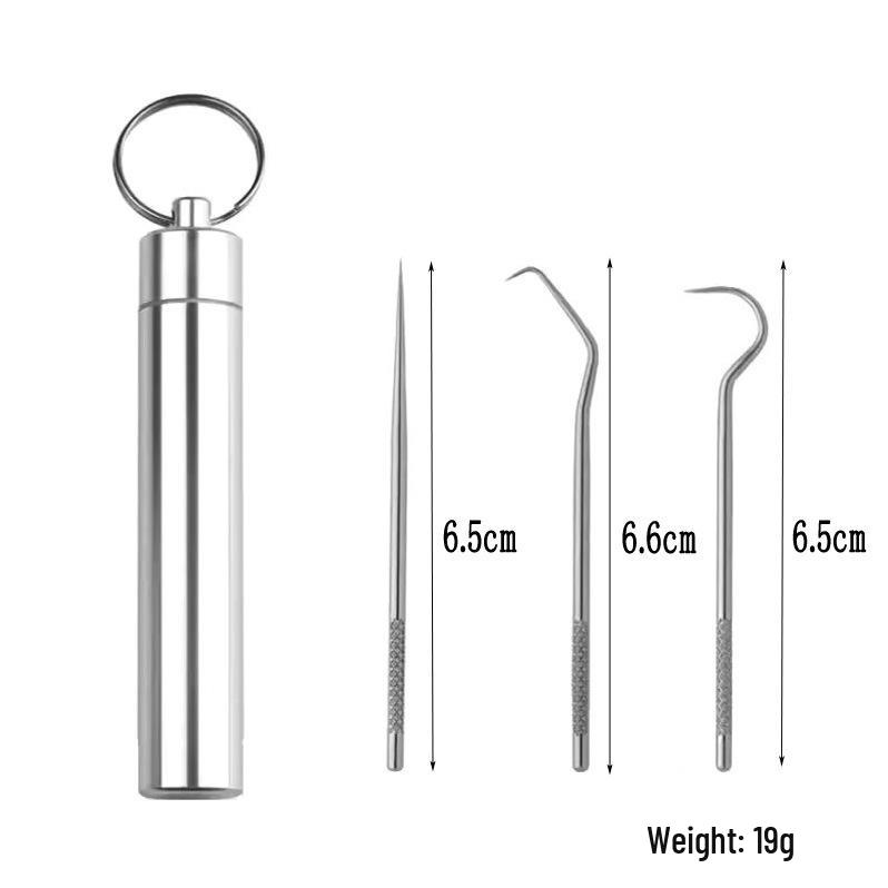 Portable 304 Stainless Steel Toothpick Set with Storage Tube for Oral Care
