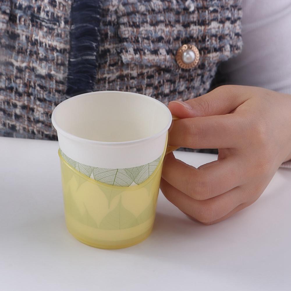 10pcs Anti-Scald Insulated Disposable Paper Cup Holder Heat Resistant Paper Cup Stand  Pantry