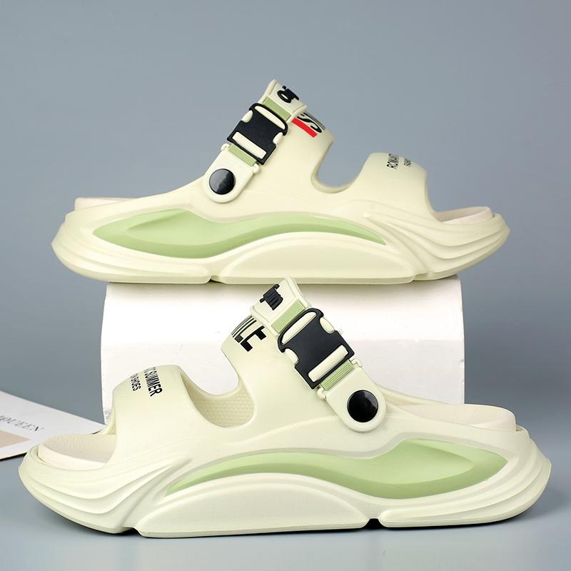 

Летние мужские сандалии для отдыха на открытом воздухе, тапочки, пляжные, удобные, толстые, мягкие, сабо, мужская повседневная обувь, садовая обувь, мужские и женские пляжные сандалии 40-41 зелёный