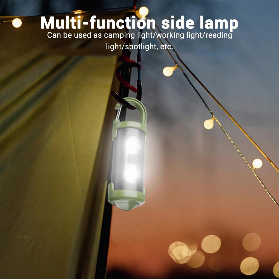 Rechargeable Keychain Camping Tent Lamp Multifunction COB Work Light Outdoor Emergency Torch Light for Walking Searching Hiking