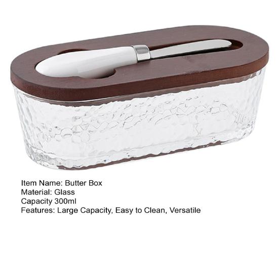 Cutie de unt din sticlă cu capac și spatulă, capacitate mare, recipient pentru unt, ușor de curățat, accesoriu esențial pentru iubitorii de unt