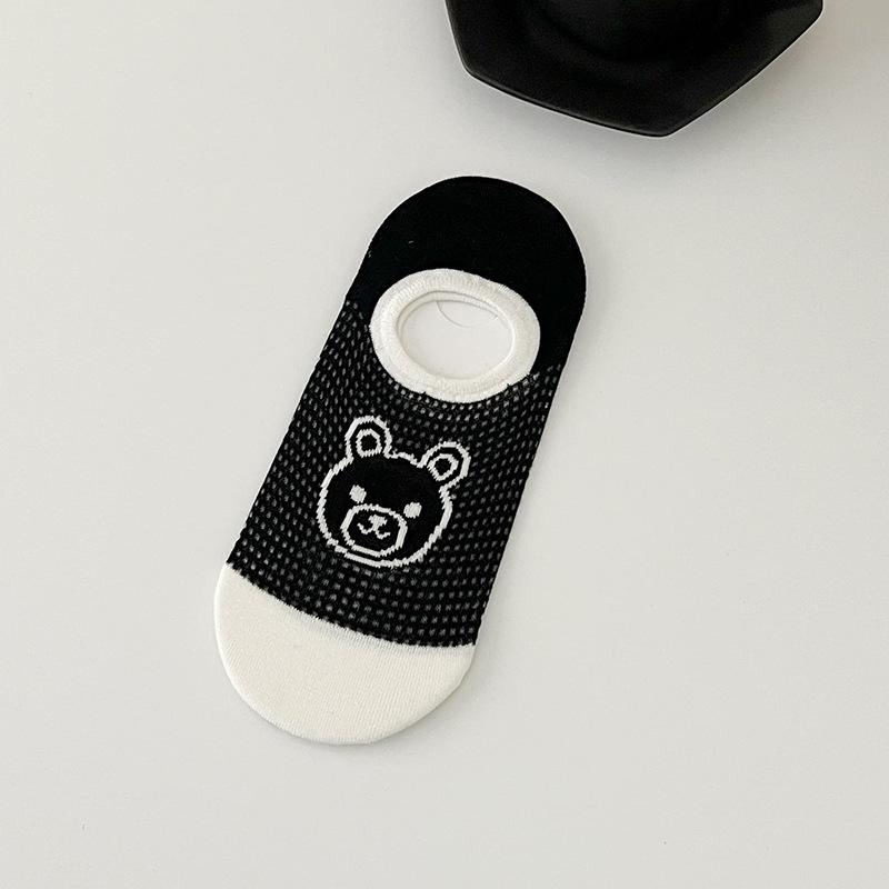 Women's Summer Thin All Purpose Cute Cartoon Glass Fiber Shallow Mouth Silicone Non Slip Invisible Boat Socks