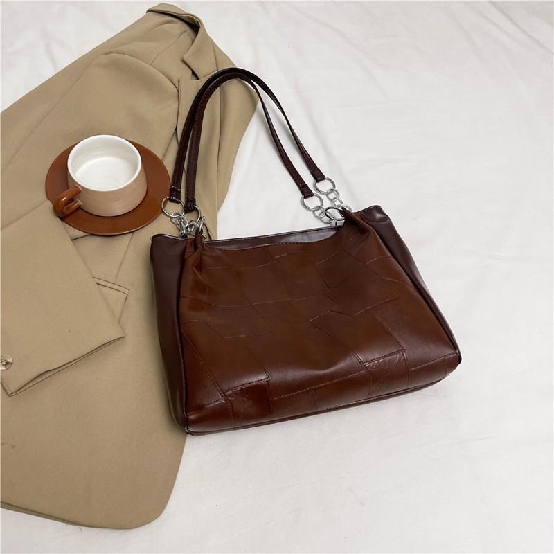 

Large bag women s large-capacity bag 2025 summer new beautiful niche shoulder bag student class commuting tote bag коричневый