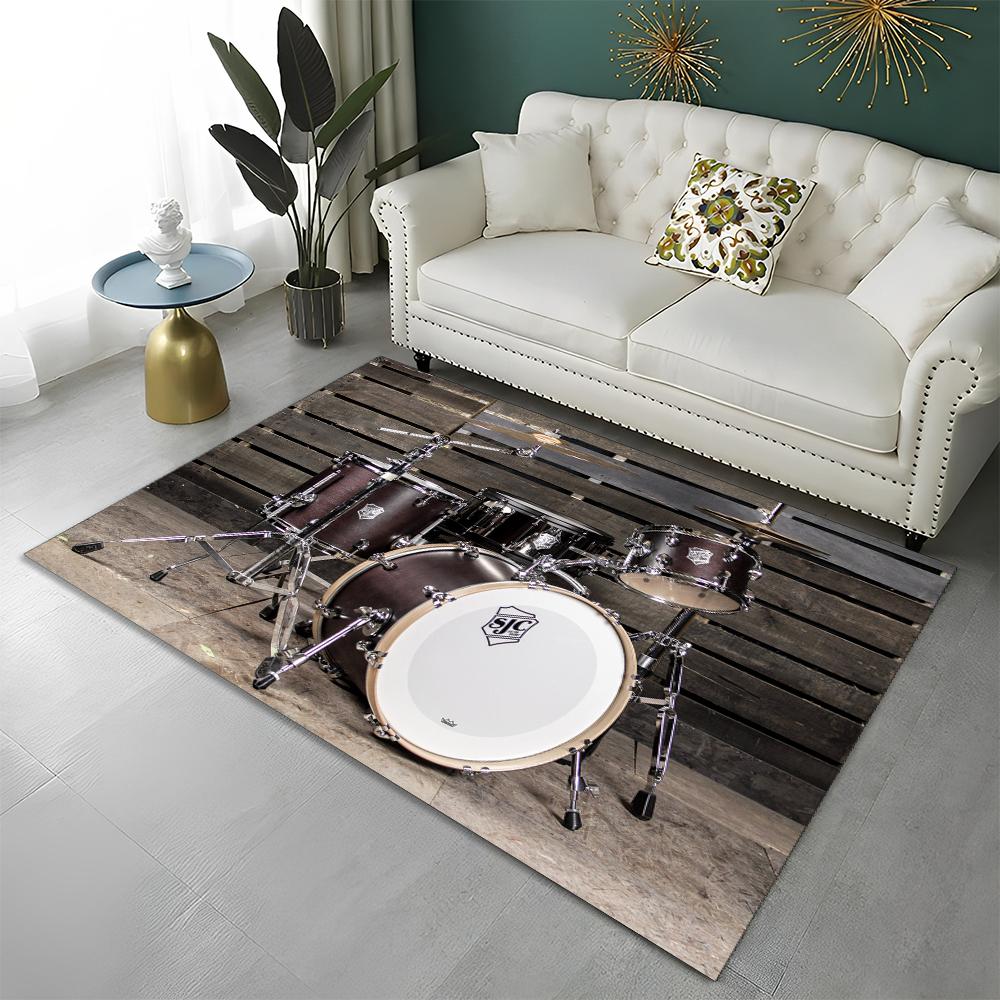 Music Instruments Drum Kit  Drum Set Carpet Rug for Home Living Room Bedroom Sofa Doormat Decor,kids Area Rug Non-slip Floor Mat