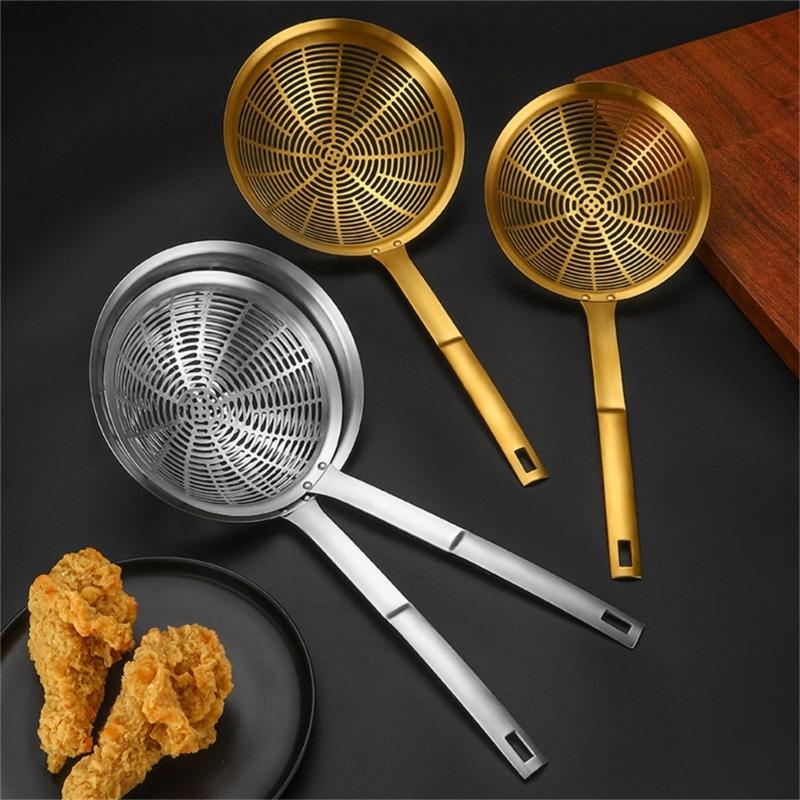 Stainless Steel Skimmer Spoon with Heat Resistant Handle Strainer Ladle Large Colander for Straining and Blanching