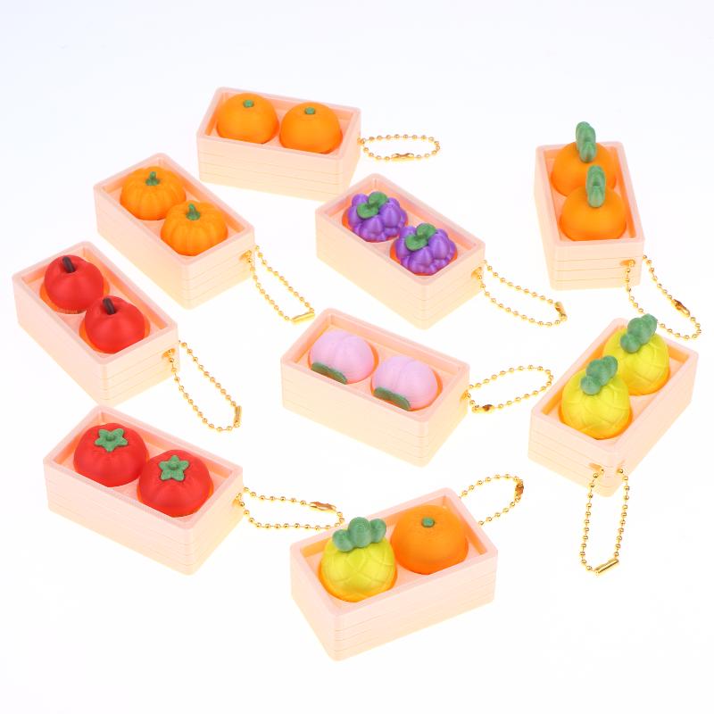 Creative Cute Fruit 2/4-Square Button Keychain Kids Portable Stress Relief Toy Charm Couple Bag Ornament