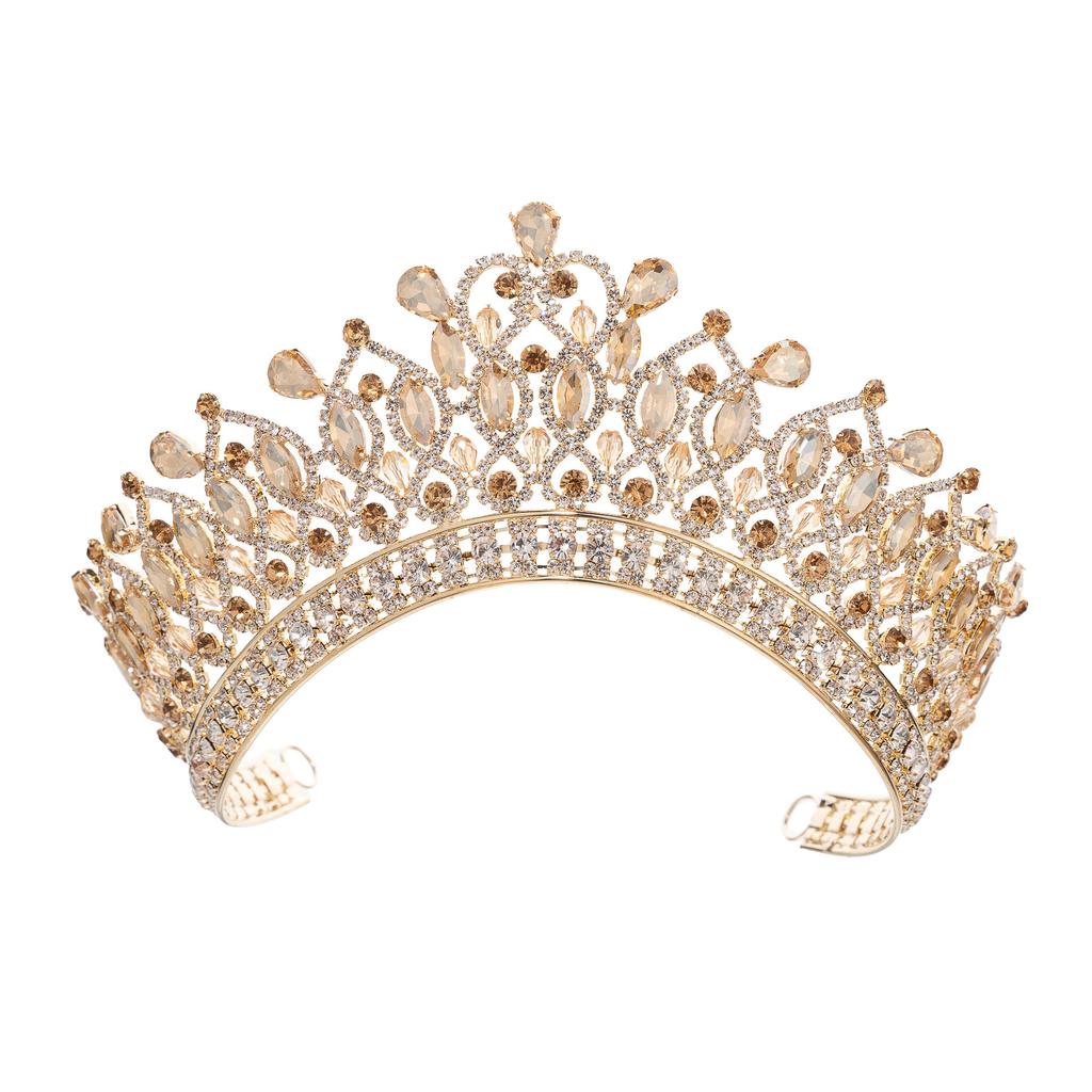 Baroque European and American Beauty Pageant Bridal Crown Tiara Alloy Crystal Wedding Headband Hair Accessories Crown