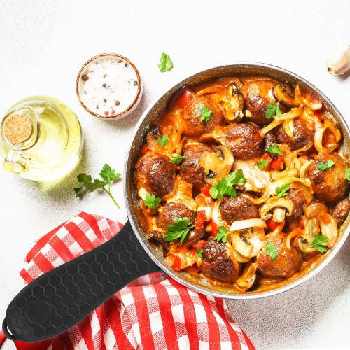 uxcell Cast Iron Skillet Handle Covers, Set of 4, Silicone Hot Handle Holders, Heat-Resistant Pot Handle Sleeves for Cast Iron Frying Pans, Metal Pots