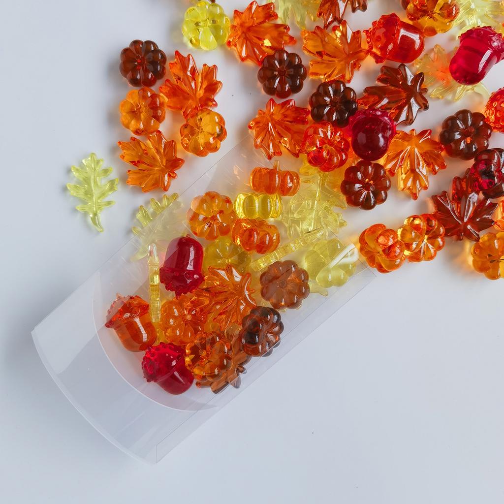 Fall Vase Filler ,440g Pumpkin Leaves Acorn Gems Sensory Bin Fillers for Thankgiving Centerpieces Table Decorations,Table Scatters