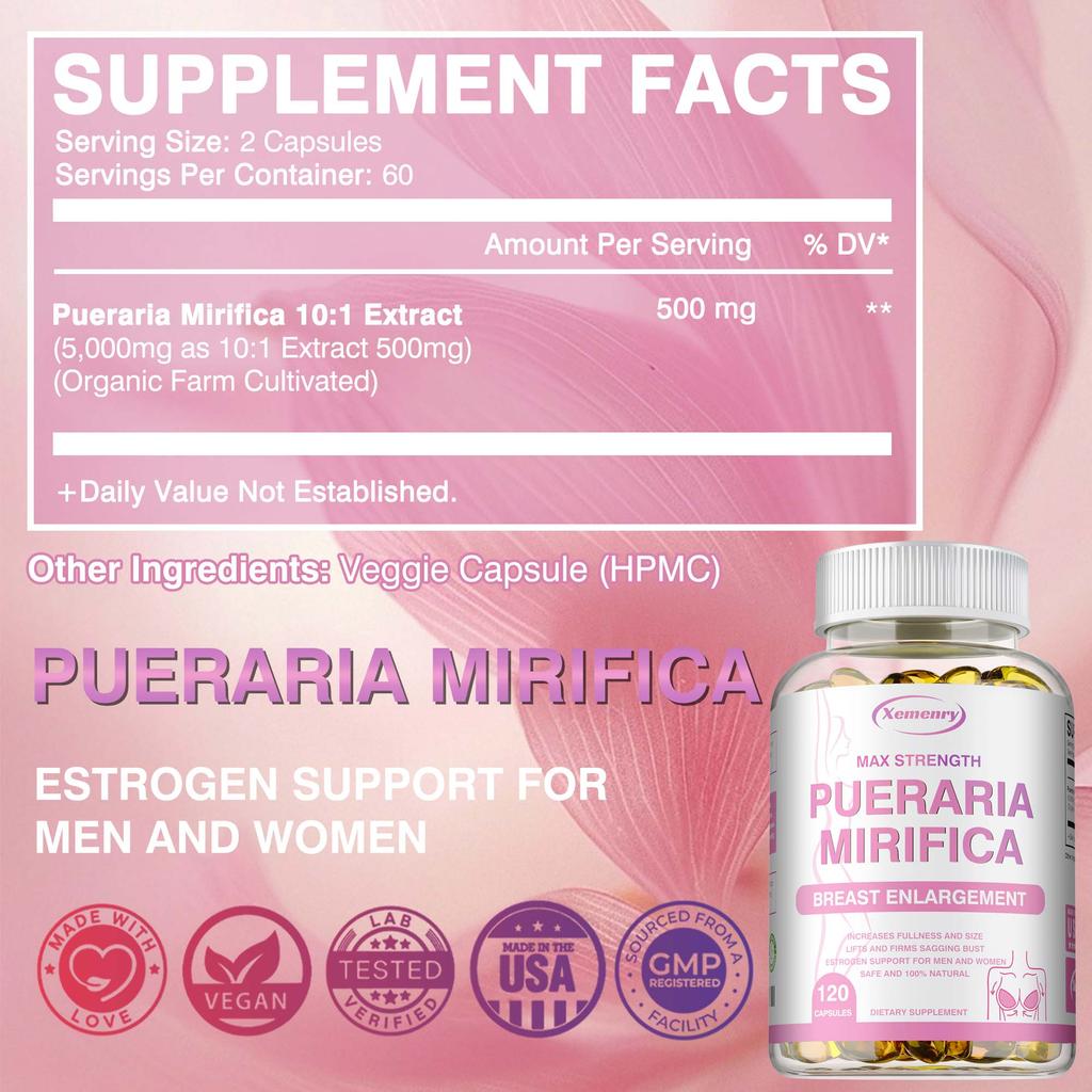 PUERARIA MIRIFICA 5000mg 120 Vegan Caps Breast Firming Plant-based Natural