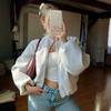 Autumn and Winter All-match Simple Ladies Solid Color Long-sleeved Soft Zipper Short Bomber Jacket