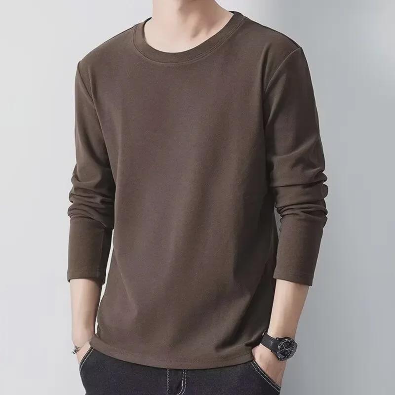 Maglietta calda a maniche lunghe in velluto tedesco slim-fit da uomo con scollo tondo per autunno/inverno