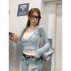 Pure Desire Sweet Spicy Fake Two-piece Long-sleeved Bottoming Women's Spring and Autumn New Color-blocked Slim-fitting Inner Top