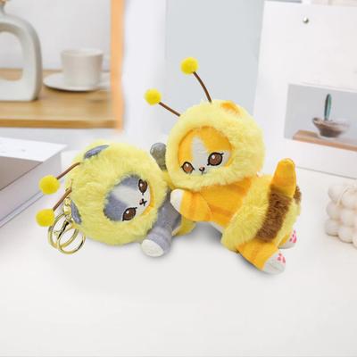 Yousheng Plush Doll Pendant Cartoon Cat Bee Shape Stuffed Doll Keychain Creative Backpack Pendant for Student Kids