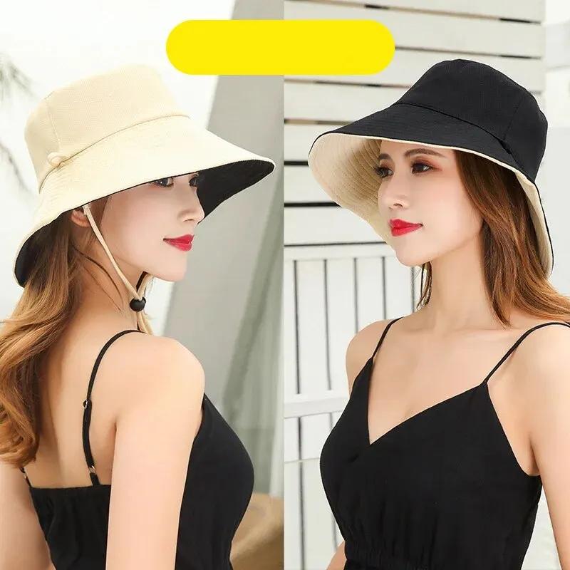 Fisherman Hat Women's Summer Face Cover, Sunscreen, Large Brim Sunshade Hat, Internet Celebrity Double-Sided And Versatile