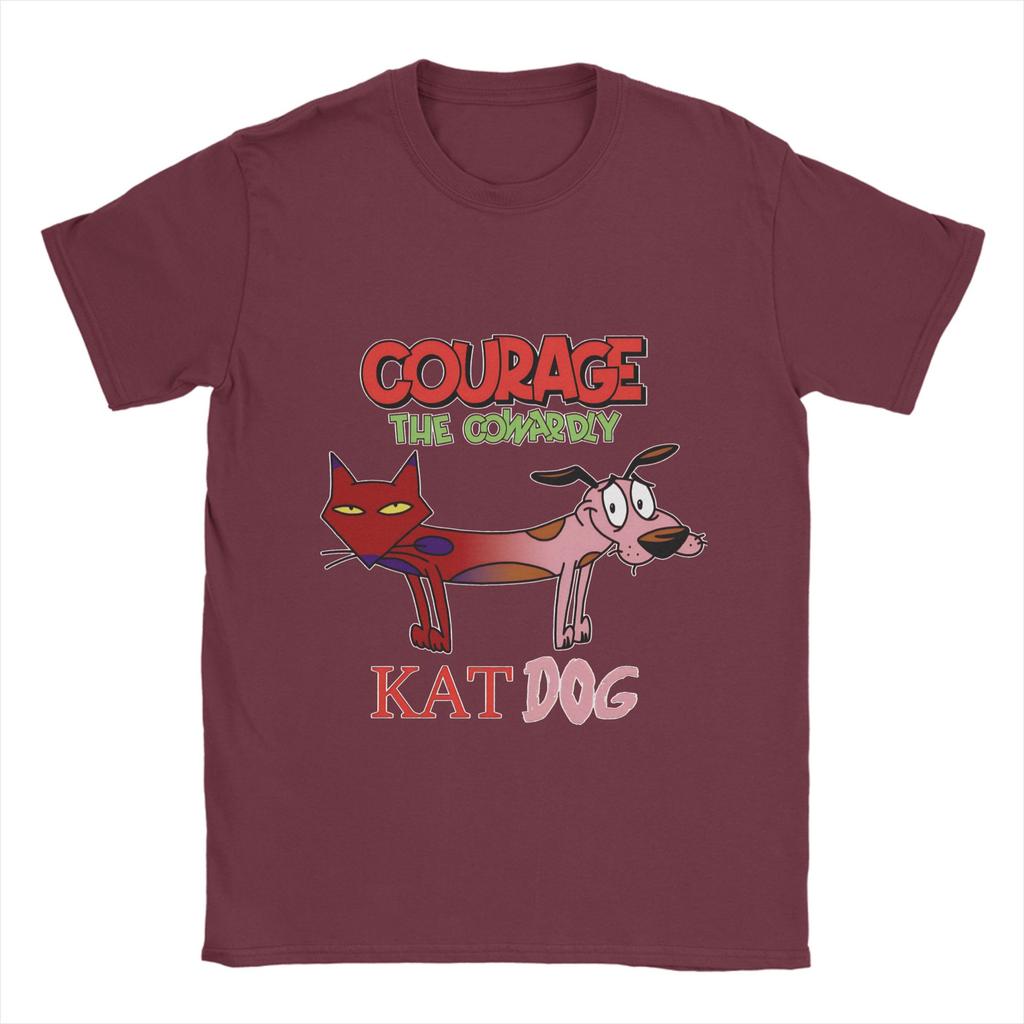 Courage Dog  T Shirts Men's  Pure Cotton Awesome T-Shirts Round Neck  Tee Shirt Short Sleeve Clothing Printed